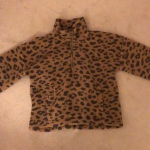Abercrombie leopard 1/4 zip Sherpa